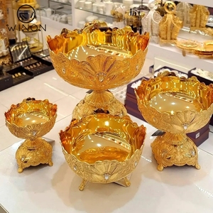 บ้านชุบทองหรูหราทันสมัยห้องครัวผลไม้โต๊ะตกแต่งนำมาใช้ใหม่โลหะที่ให้บริการลูกอมวันที่ชามเก็บขนมขบเคี้ยว - Product Image 3