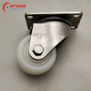 Ruedas Giratorias de Acero Inoxidable Carsun de 3 Pulgadas con Rueda de Nylon Blanca, Rodamiento de Bolas, Freno de Bloqueo Total, Duraderas, Resistentes al Desgaste, con Protectores de Rosca - Product Image 4