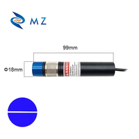 Modul Laser Garis Biru Daya Tinggi Fokus Dapat Diatur D18mm 450nm 5V 100mw 200mw 300mw 500mw dengan Braket dan Catu Daya untuk Penentuan Posisi