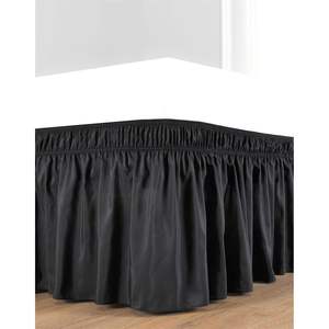 Jupe de lit enveloppante élastique anti-poussière, volant uni noir, 21 pouces de profondeur, taille California King, en microfibre, pour usage domestique - Product Image 3