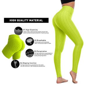 2021 Women High Waist Elastic Sports Fitness Gym Honeycomb Bubble Texture Anti Cellulite Waffle Textured Yoga Pants <strong>Leggings</strong> - Product Image 4