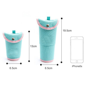 Estuche de lápices de vuelta a la escuela de lona retráctil bonito creativo para niña, bolso de bolígrafo, papelería de moda para niños, bolsa Kawaii, organizador artístico - Product Image 2