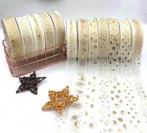 Cinta de organza transparente hecha a mano con lámina de oro coreana, colorida, para empaque de flores frescas, tartas y soporte para insignias de gasa de nieve - Product Image 1