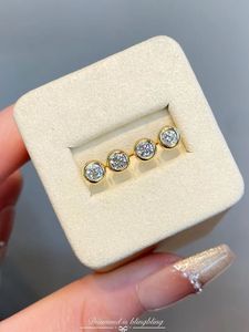 Xinfly Wholesale Au750 Fine Jewelry 0.30ct Natural Diamond 18k Real Gold <b>Stud</b> Earrings Bubble Design - Product Image 5