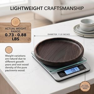 Plateau rond en bois de Paulownia foncé de style japonais, 30 cm, en bois massif fait à la main, pour la maison, le bureau, la présentation de bijoux - Product Image 3