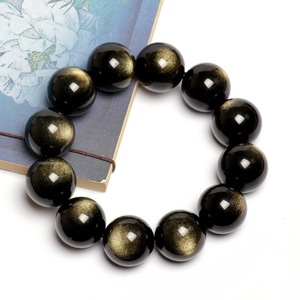 Pulsera <span class=keywords><strong>de</strong></span> Piedra Arenisca Dorada Natural con Efecto Ojo <span class=keywords><strong>de</strong></span> Gato, Forma <span class=keywords><strong>de</strong></span> Bola, Joyería Moderna Inspirada en el Budismo para Hombre y Mujer - Product Image 3