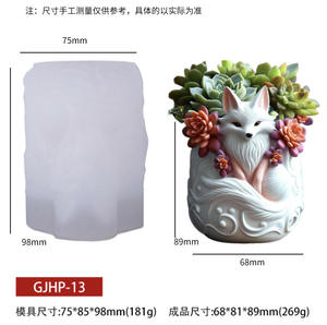 DIY aromatherapy candle holder - fox-shaped vase - storage cup - cement and gypsum cup - silicone mold - Product Image 6