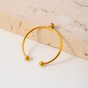 <b>Dainty</b> Birthstone Bypass <b>Ring</b> | 18K PVD Gold Plated Stainless Steel Minimalist Adjustable Open Zircon <b>Ring</b> | Waterproof, Durable - Product Image 6