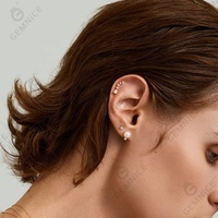 Nouveauté Gemnel - Boucles d'oreilles en argent sterling 925 plaqué or avec zircons pavés en forme de croissant de lune