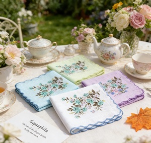 <span class=keywords><strong>Mouchoirs</strong></span> en coton pour hommes et femmes, premium, 29x29cm, petits, à motif floral vintage, bord festonné, imprimé floral - Product Image 6