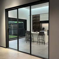 Portes coulissantes en verre trempé double pour patio, avec écran occultant insonorisé en aluminium