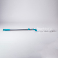 Duster à plumes extensible et détachable en microfibre blanche durable, manche en métal pliable, perche télescopique d'extension pour intérieur