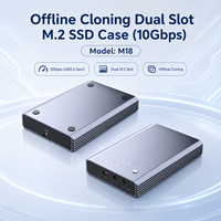 Boîtier SSD M.2 NVMe SATA double emplacement USB 3.2 Gen2 10 Gbit/s avec clonage hors ligne, boîtier en aluminium sans outil pour 2230/42/60/80 Windows Mac