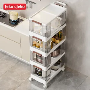 Jeko & Jeko 2,3,4,5 katlı çıkarılabilir plastik yatak odası banyo tekerlekler ile depolama el arabası organizatör