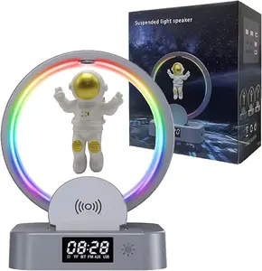 Decoration Lamp Rgb Night Light Alarm Clock Speaker Fast Wireless Charger Station For Smart Phone