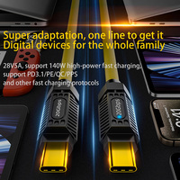 Câble de données à ressort super rapide PD 140W USB C mâle à type C femelle 20Gbps fil de charge de transfert audio pour téléphone portable le plus rapide