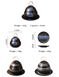 Marmite à soupe de style japonais marmite à ragoût en céramique avec couvercle ensemble d'assiettes bol à soupe au riz domestique - Product Image 5