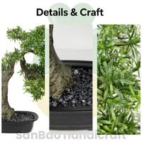 Arbre Bonsaï Artificiel Podocarpus 20 Pouces 51cm Plante Artificielle Verte en Pot pour la Maison, le Bureau, la Table, le Balcon, la Cour, la Veranda