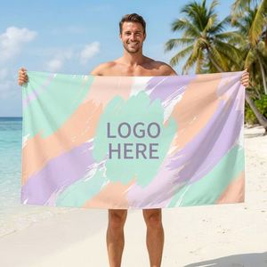 Serviette de plage en microfibre à séchage rapide, sans sable, avec impression numérique personnalisée du logo - Product Image 1