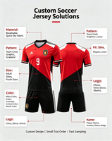 OEM Großhandel Flamengo-Stil Wärmeübertragungsdruck Fußballtrikot Fan-Version Schnelltrocknend Atmungsaktiv Unisex Fußballshirt Individuell Anpassbar