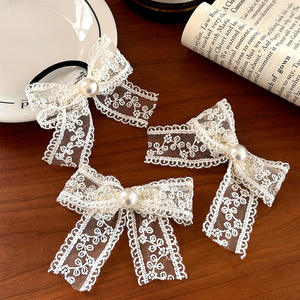 Accesorios para el Cabello con Lazo de Encaje Vintage para Mujer, Pinza para el Cabello con Lazo Blanco de Tela - Product Image 3