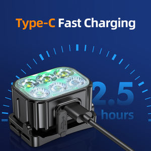 CYCLAMI Q6 faro para acampar Luz de búsqueda linterna recargable potente lámpara de cabeza linternas delanteras faros de ciclismo - Product Image 3