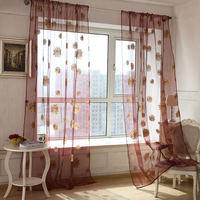 Rideau en tissu transparent blanc de marguerites, panneau imprimé de tournesol, pour le salon