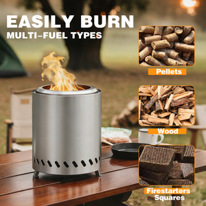 Seau à barbecue en acier inoxydable avec logo personnalisé et foyer sans fumée - Poêle à <span class=keywords><strong>bois</strong></span> portable pour le camping et la terrasse - Product Image 3