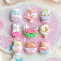 Mini watermeloen konijntje beer ijsje mungboon ijslolly plastic hars DIY accessoires romige lijm telefoonhoesjes haarclips dieren