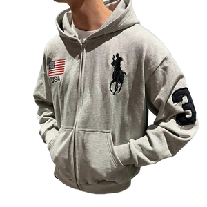 WX730625 Unisex <b>Extra</b> <b>Large</b> Round Neck Anti-Shrink Knitted 100% Cotton Lined Embroidered Summer Casual Sports Hoodie - Product Image 1