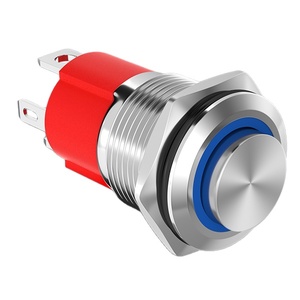 Anillo de interruptor de botón pulsador de Metal de cabeza alta de 4 pines de 16MM, interruptor de botón pulsador de encendido y apagado impermeable LED, interruptor de botón pulsador de <span class=keywords><strong>12V</strong></span> 20A para coche - Product Image 1