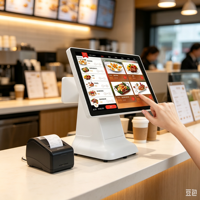 Harga Terjangkau Sistem POS All-in-One 15.6 Inch Layar Sentuh Ganda Printer Windows Mesin Kasir Model Q6 untuk Kedai Kopi dan Toko Retail