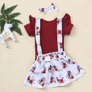 Chất Lượng Cao Cotton Mùa Hè Quần Áo Trẻ Em Hoa Treo Cánh Hoa Tay Áo Hàn Quốc Cô Gái Bé Váy