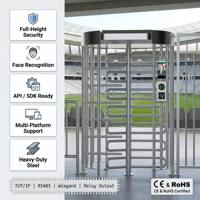 Tourniquet pleine hauteur en acier inoxydable avec reconnaissance faciale par empreinte digitale et code QR, protection IP65, double sens, anti-pincement
