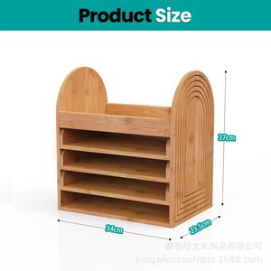Wooden Desk Organizer 3 Tier Multi Compartment Office <b>Storage</b> <b>Box</b> For Home Office Use - Product Image 4