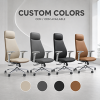 Chaise de bureau ergonomique moderne en cuir PU pivotante/à bras articulés avec accoudoirs et hauteur réglables