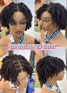 FH Locs Perücke Echthaar 4x4 Lace Front Geflochtene Lockige Perücke Hip-Hop Sänger Afrikanischer Schwarzer RAPPER Dreadlock Kurzer Stil - Product Image 2
