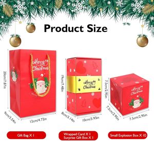 Sorpresa natalizia per scatola regalo pieghevole esplosione materiali riciclati forma quadrata accessori nastro-fai da te rimbalzare scatola per - Product Image 2