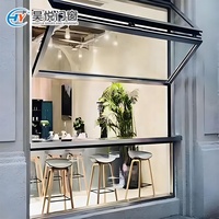 Fenêtre moustiquaire en acier inoxydable à deux volets pour cuisine personnalisée Cadre moderne en alliage d'aluminium Dessus vertical en verre pliant pour hôtel