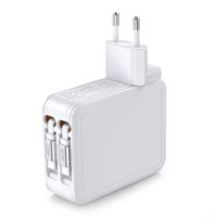 Chargeur rapide GaN HNT 65W avec double câble USB C rétractable, adaptateur mural portable pour ordinateur portable, chargeur rapide PD pour iPhone iPad