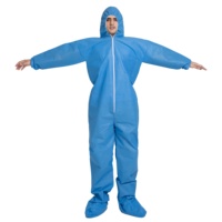Combinaison de protection jetable blanche pas cher ppe Type 5/6 combinaisons respirantes microporeuses antistatiques avec bottes à capuche