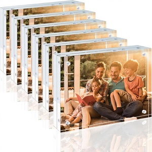 Cadres en acrylique rectangulaires 5x7, 20 mm d'épaisseur, double face, magnétiques, sur pied, pour affichage sur bureau, cadre <span class=keywords><strong>photo</strong></span> magnétique en acrylique - Product Image 1