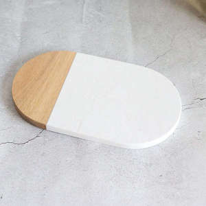 Assiettes en bois d'acacia ovales écologiques et multifonctionnelles, blanches, pour la nourriture - Product Image 1