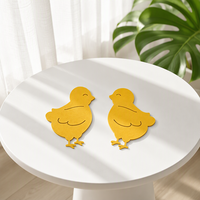 Joli set de table en feutre en forme de poussin jaune, dessin animé animal, résistant à la chaleur, pour la maison et la cuisine