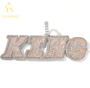 Colgante con letra inicial grande, corte cuadrado ostentoso, CZ, nombre de Hip Hop, Collar personalizado, joyería para regalo de mujer - Product Image 1