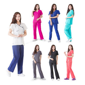 Produsen China Setelan Seragam Medis Wanita Lengan Pendek Logo Kustom Harga Bagus Poliester/Rayon Poplin - Product Image 1