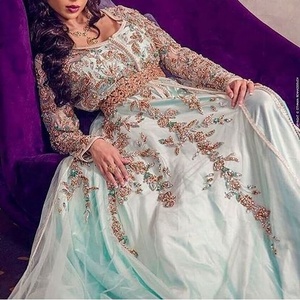Dernière belle robe caftan de créateur avec broderie lourde 3D Zardozi Robe de longueur de plancher pour mariage et fête 2025 - Product Image 1