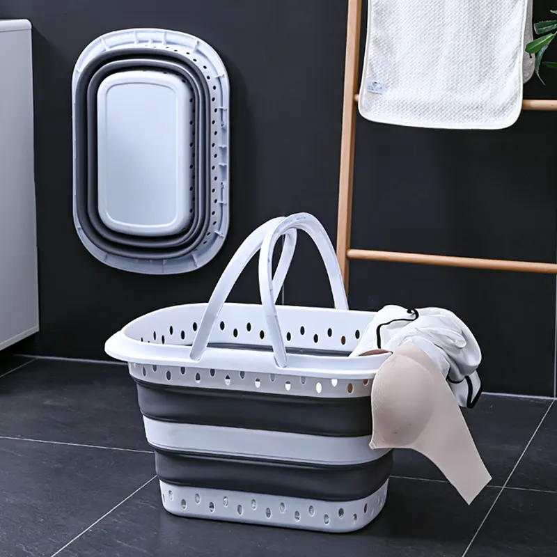 Collapsible foldable dirty clothes laundry basket and Washing clothes Storage Box bathroom laundry basket with Handle