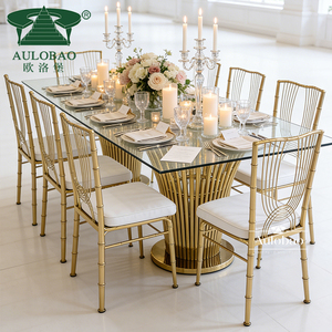 Gold Stainless Steel Eco-Friendly Wedding Dinner <b>Table</b> for Events - Product Image 5