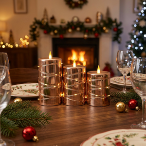 Velas LED sin Llama Color Oro Rosa con Luces de Cadena, Mecha Electrónica con Efecto de Parpadeo para Decoración de Hogar, Bodas y Fiestas - Product Image 1
